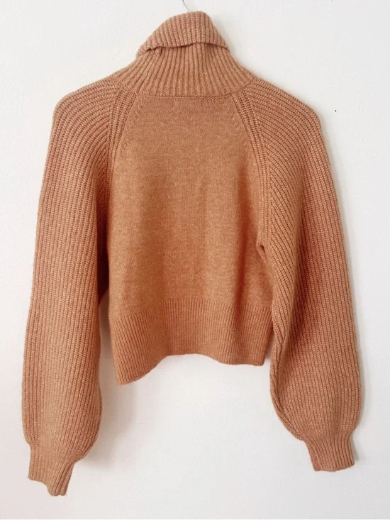 Topshop Camel Ribbed Cowl Neck Sweater size 4/6 - Picture 4 of 4